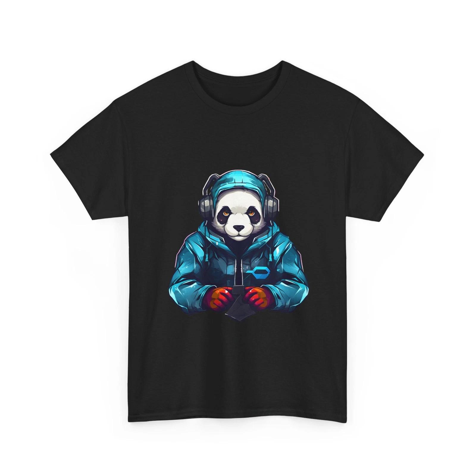

Panda in Hoodie T-Shirt Headphones, Neon Streetwear Graphic Tee 4XL