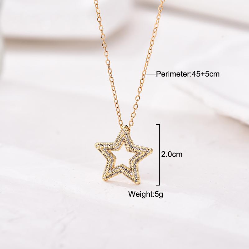 Trendy Multicolor Star Zincon Pendant Necklace For Women Stainless Steel Chain Choker Vintage Necklace Female Daily Jewelry Gift