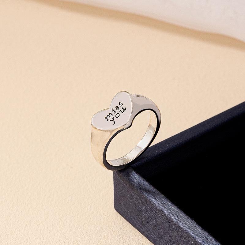 

Ретро кольцо-сердце MISS YOU: Стильные парные украшения в корейском стиле для мужчин и женщин