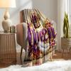 Contemporary Queen Crown Print Flannel  Throw Blanket, Soft Warm Knitted Polyester Throw for Sofa, Office, Bed, Camping, T