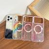 Transparent Glitter Magnetic Phone Case For iPhone 17 16 15 14 13 Pro Max For Magsafe Wireless Charging Shockproof Soft Cover