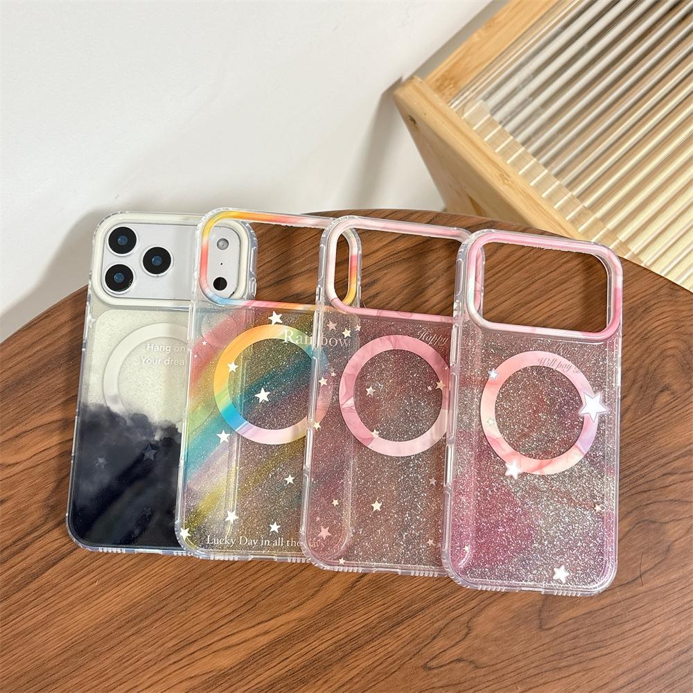 Custodia Trasparente Glitterata Magnetica per Telefono per iPhone 17 16 15 14 13 Pro Max Per Ricarica Wireless Magsafe Cover Morbida Antiurto