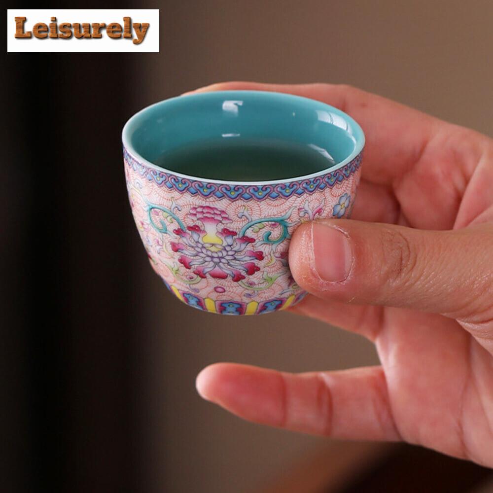 Emaillefarbenes Blumen-Reise-Teeset-Kit Handgefertigt 1 Kanne 2 Tassen Teekannen-Werkzeuge Camping Reise Tragbare Handtasche Teezeremonie Geschenk