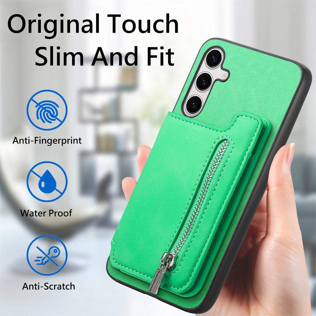 For Samsung Galaxy S25 Case Magnetic Detachable Zipper Card Holder Leather Phone Back Cover