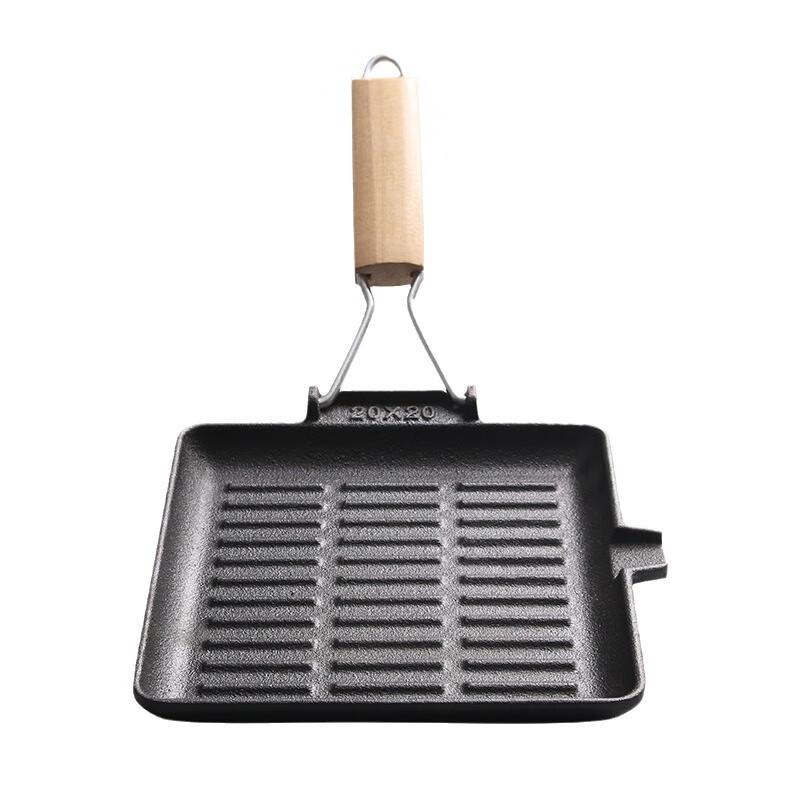 ZISIZ Cast Iron Steak Frying Pan with Folding Handle