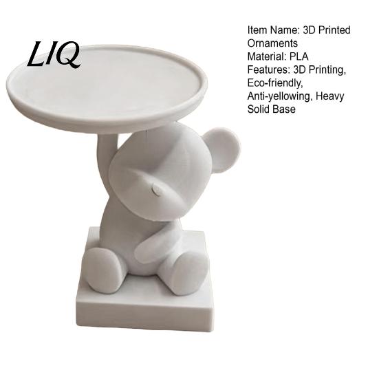 Bear Jewelry Holder 3D Printed Polar Storage Tray, Cute Animal Ring & Dish, Solid Base Ornament Minimalist Desk Organizer for Keys Coins Trinkets,