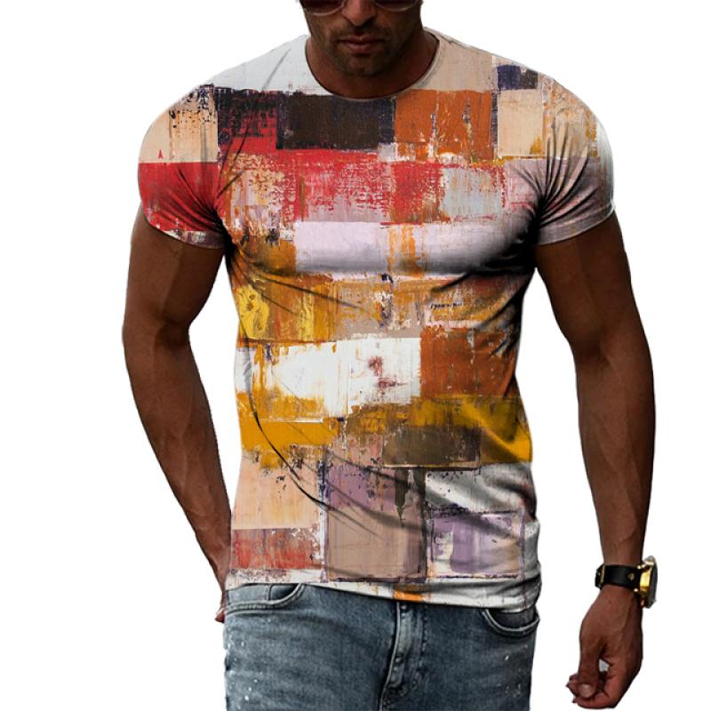 Summer Tide Fashion Doodle Picture Men T-Shirts  Casual 3D Print Tees Hip Hop Personality Round Neck Short Sleeve Tops