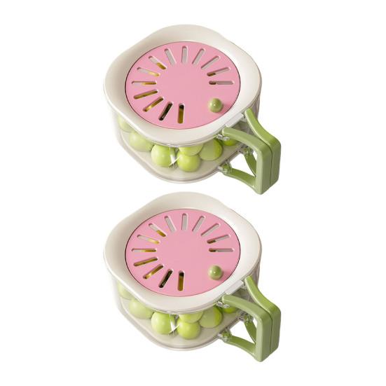 2Pcs 2-in-1 Drain And Preservation Basket Fruit Bowl Vegetable Washing And Draining Basket Fruit Basket with Strainer Lid Foldable Handle for Kitchen