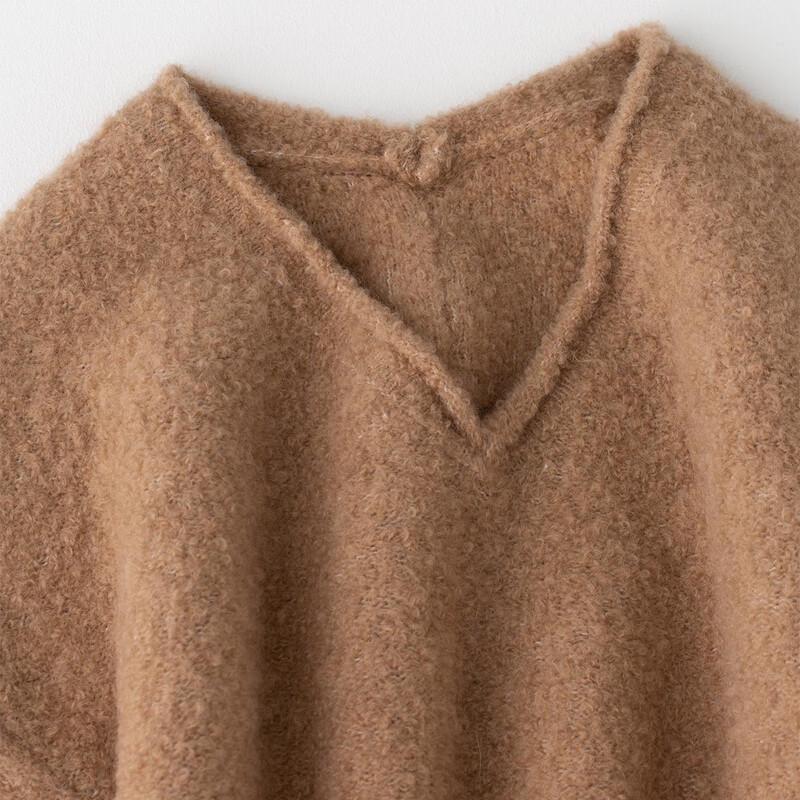 Sinuofude Women's V-Neck Lamb Wool Blend Knit Sweater