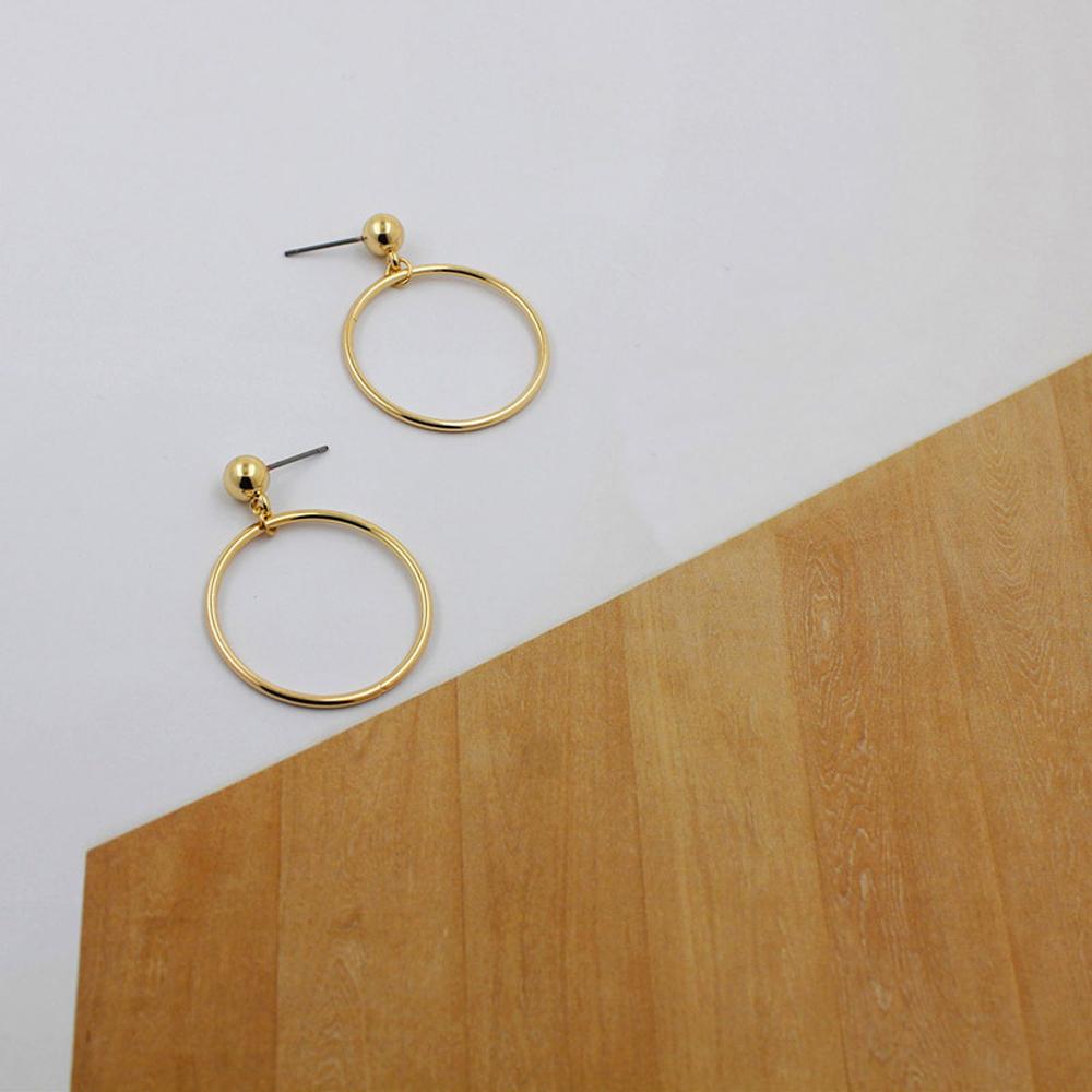 2024 New Fashion Jewelry Punk Style Gold Color Geometric Round Circle Stud Earrings Best Gift For Women Girl Wholesale