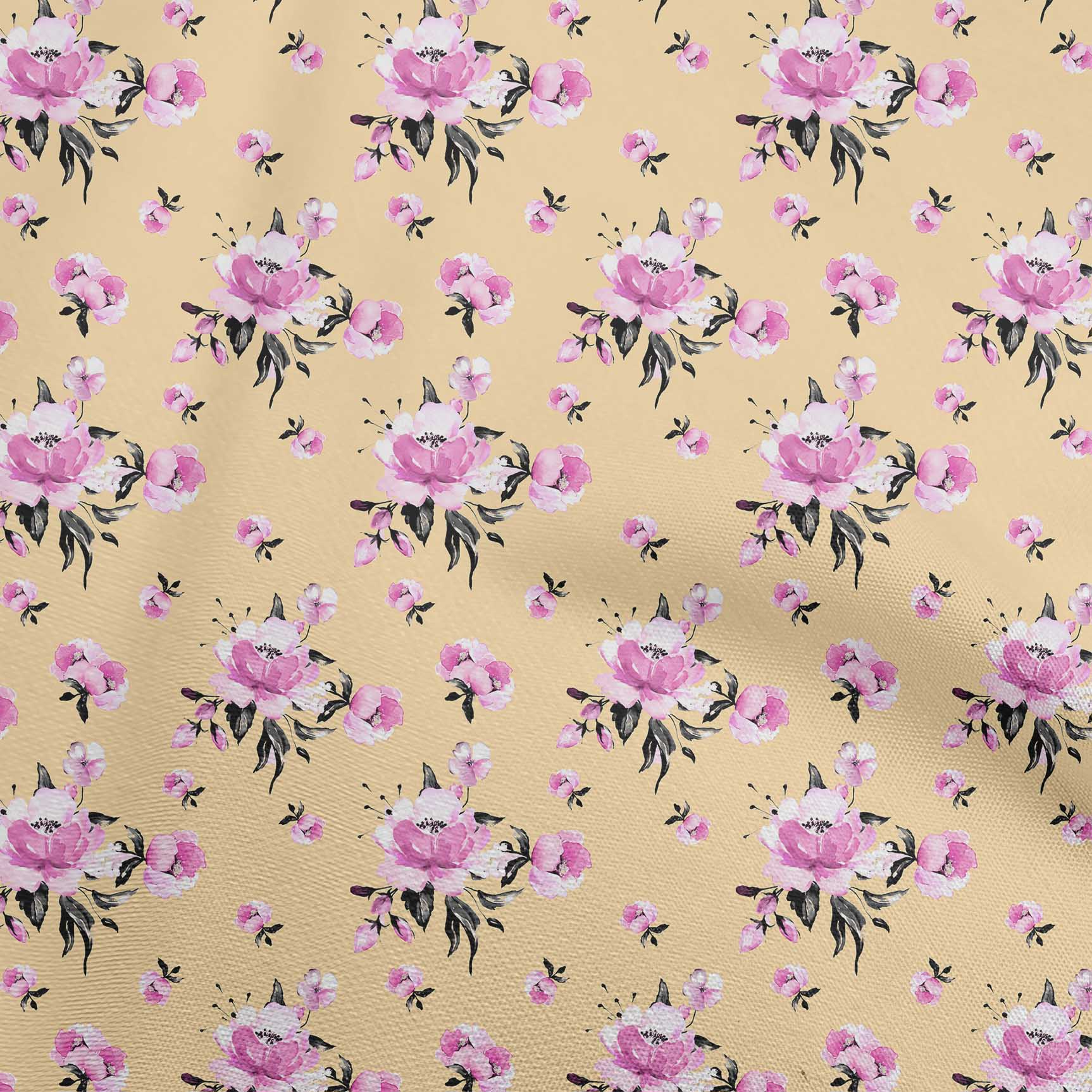 

OneOone Cotton Flex Grey Fabric Floral Швейна тканина у дворі з принтом для шиття одягу своїми руками 40 дюймів 42 Inch Wide - Viscose Chiffon персиковий