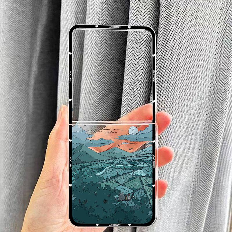 

For Samsung Z Flip 7 INS Japan Anime Scenery Landscape Phone Case for Samsung Galaxy Z Flip 7 ZFlip7 Clear Hard PC Folding Cover Galaxy Z Flip7