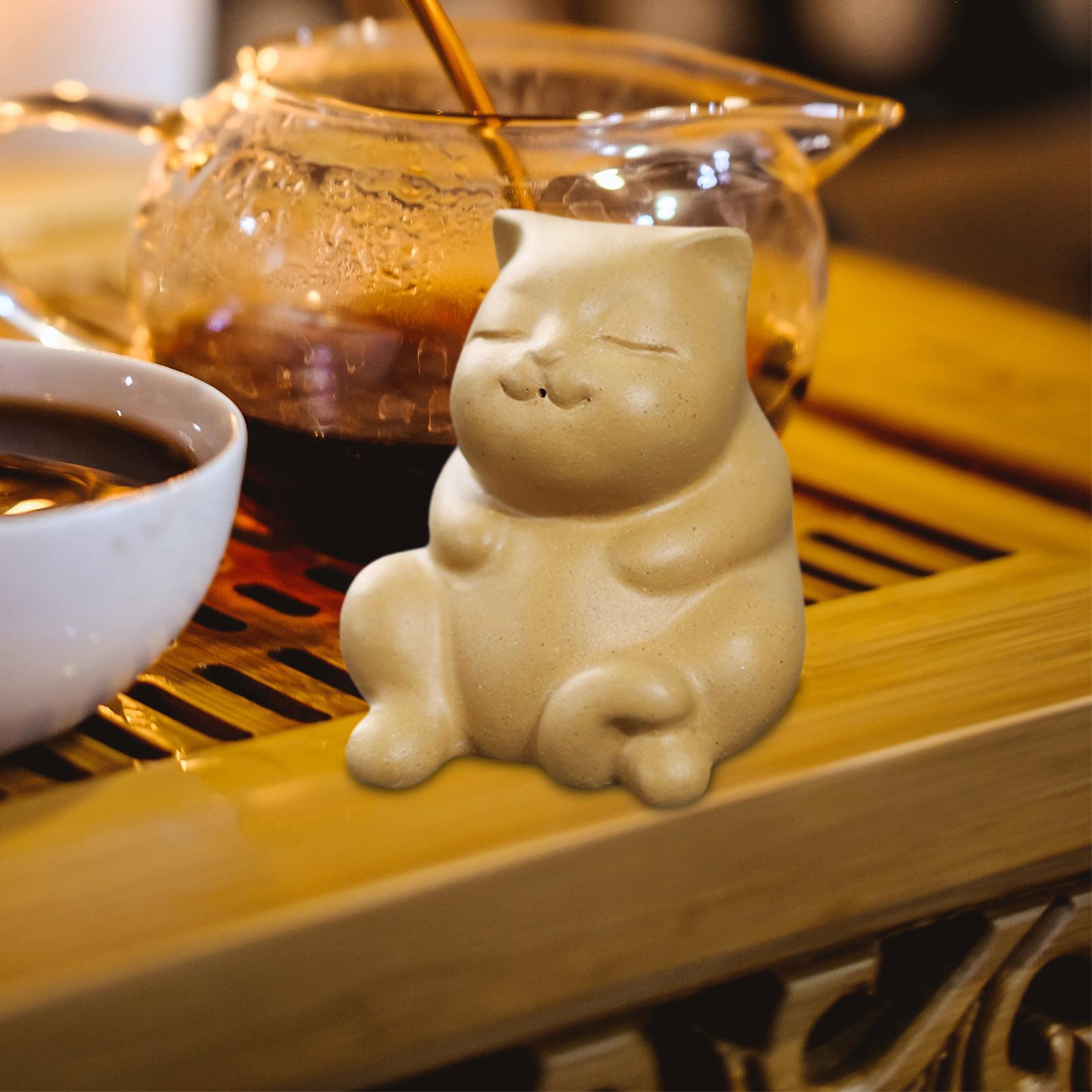 

Миниатюрная статуэтка кошки Искусство Маленькая скульптура животного для офиса Шкаф для ванной жёлтый