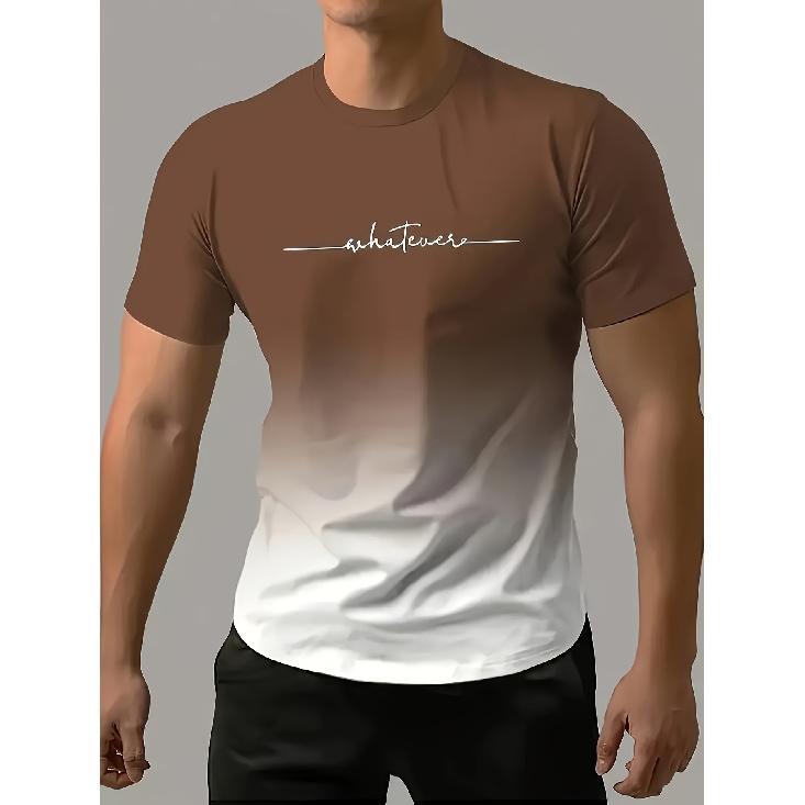 Summer Men's Fashion Gradient Color Sports T T-shirt Casual Stretch Crew Neck T T-shirt