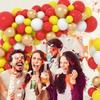 Red Yellow Balloons Garland Arch Kit White Gold Balloon Wedding Anniversary Bride Shower Birthday Party Graduation Decoration