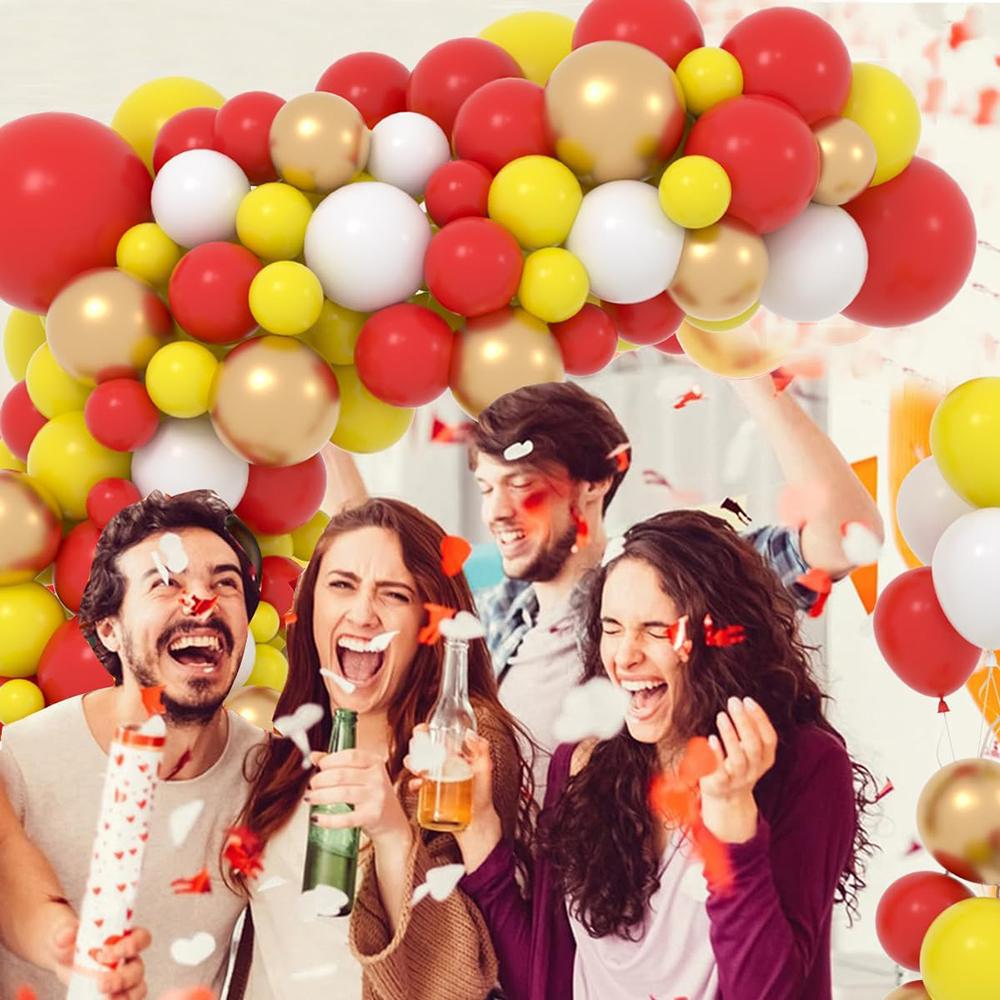 Red Yellow Balloons Garland Arch Kit White Gold Balloon Wedding Anniversary Bride Shower Birthday Party Graduation Decoration