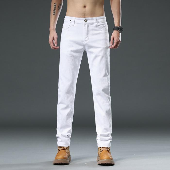 

Классические чисто-белые мужские прямые повседневные брюки - новый стиль 32 (70-75 kg) чистый белый