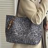 Casual Large-capacity Bag Women's 2025 Autumn New Tongle Shoulder Bag Popular Leopard Print Portable Tote Bucket Bag