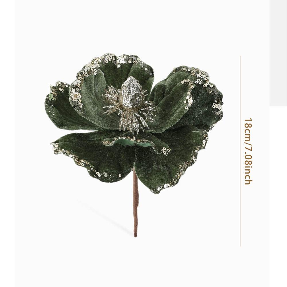 15cm Artificial Poinsettia Glitter Flower Sequin Flannel Fake Christmas Flowers Photography Props 3D Simulation Magnolia