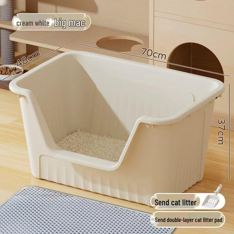 Extra Large Odor-Proof Anti-Splash Cat Litter Box and Open Pet Poop Tray