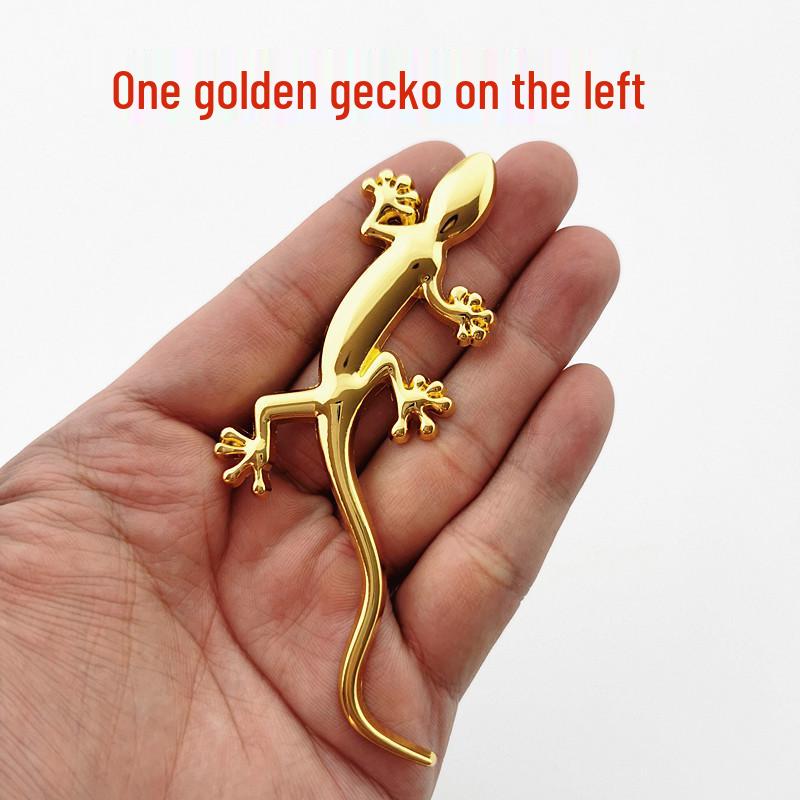 Gecko Car Emblem: Fun Metal Body & Tail Decoration Sticker