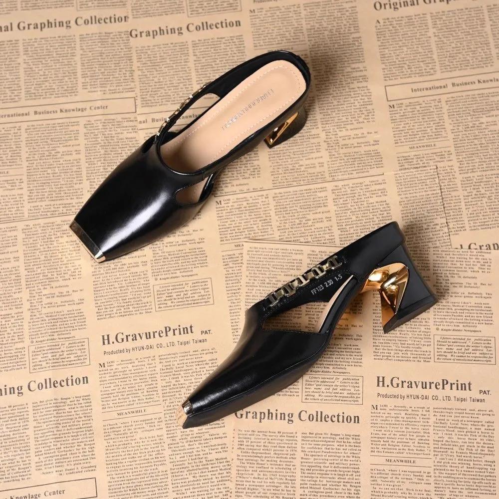 Sandali Estivi da Festa Tacchi Alti Pantofole Donna Zoccoli Chunky Scarpe Sandali con Tacco Punta Quadrata