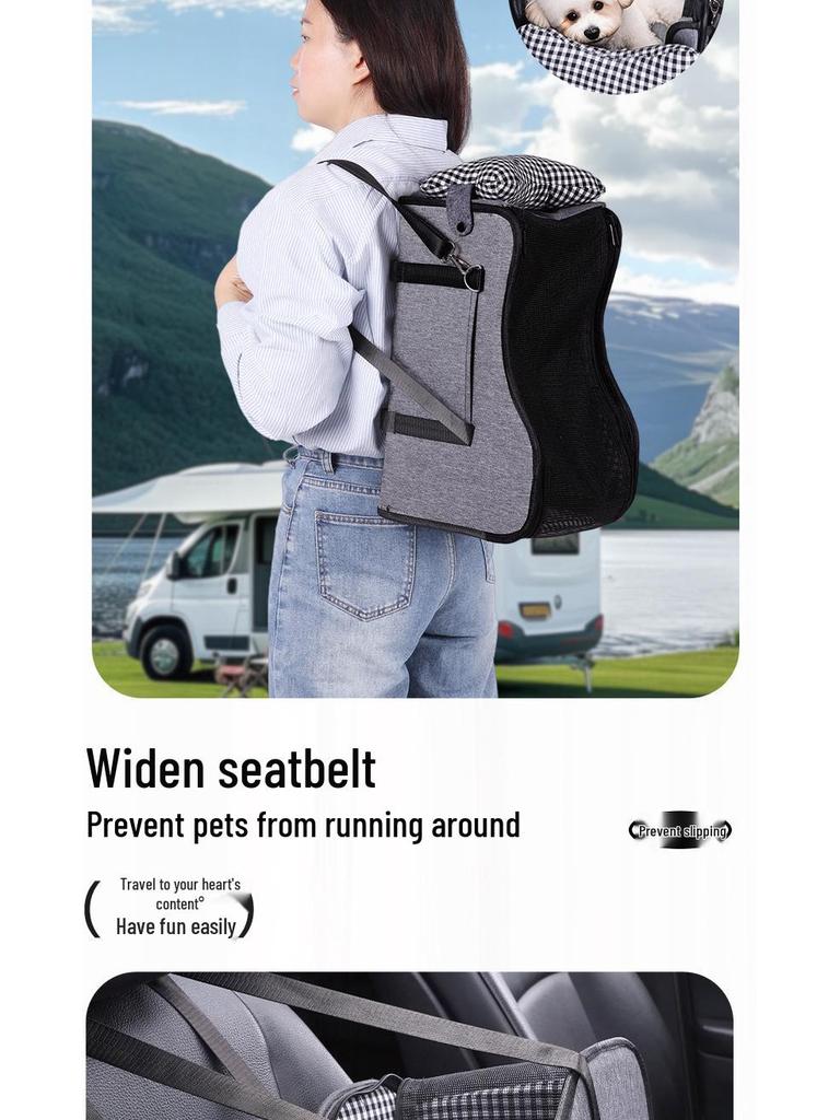 Portable Pet Car Bed & Safety Seat for Dogs and Cats