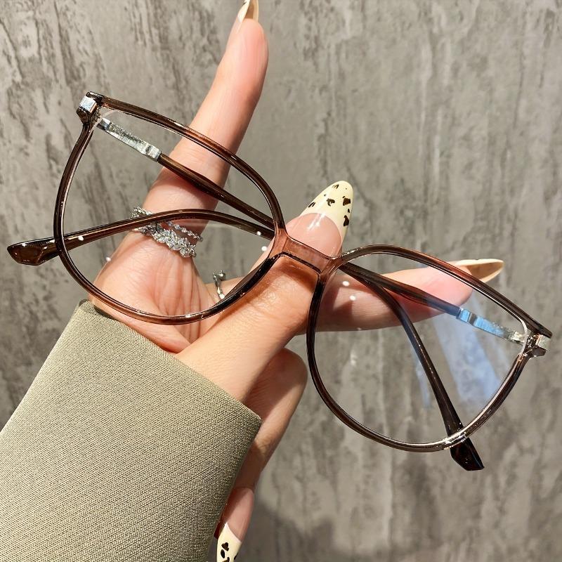 1 Pair of Chic Anti-Blue Light Glasses for Women Large Square Frame with Sparkling Rhinestone Detail