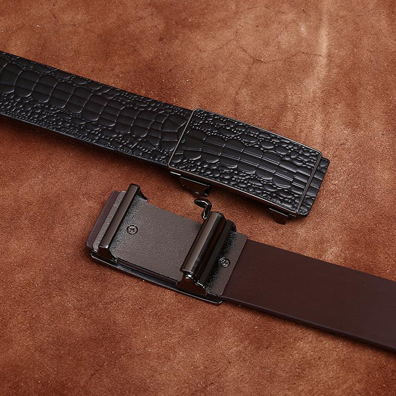 3,5 cm čistá hovězí kůže vysoce kvalitní pravé kožené opasky pro muže popruh mužský bezzubý automatický přezka obchodní opasek na kalhoty