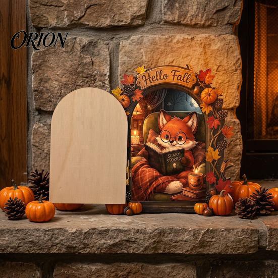 Autumn Theme Fairy Tale Ornaments Elf Wooden Door Halloween Decor, 2D Mouse Miniature Wall Waterproof Fall Home Decorations Hanging, Rustic
