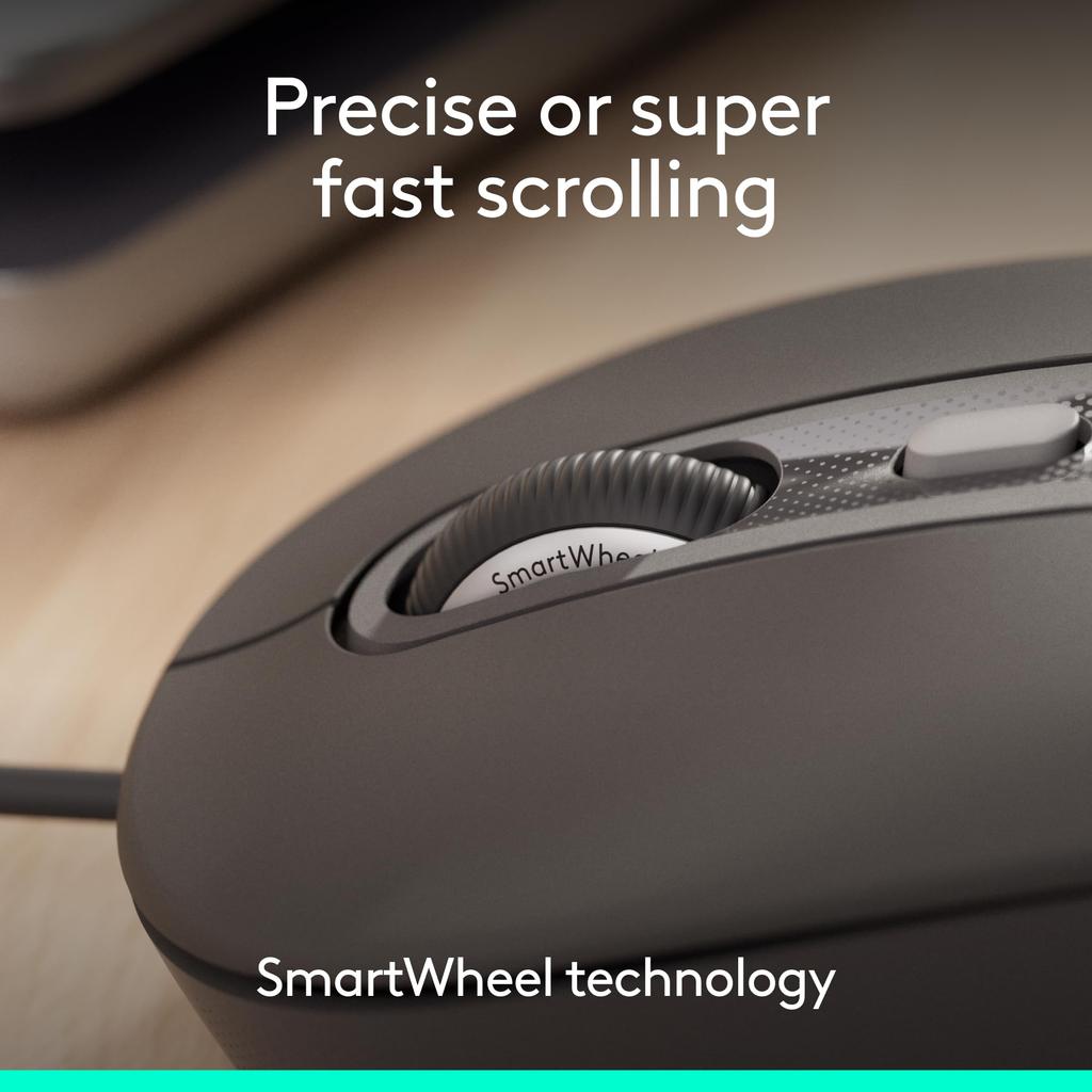 Logitech Signature Wired M520 L Optical Mouse for Business Use - Graphite