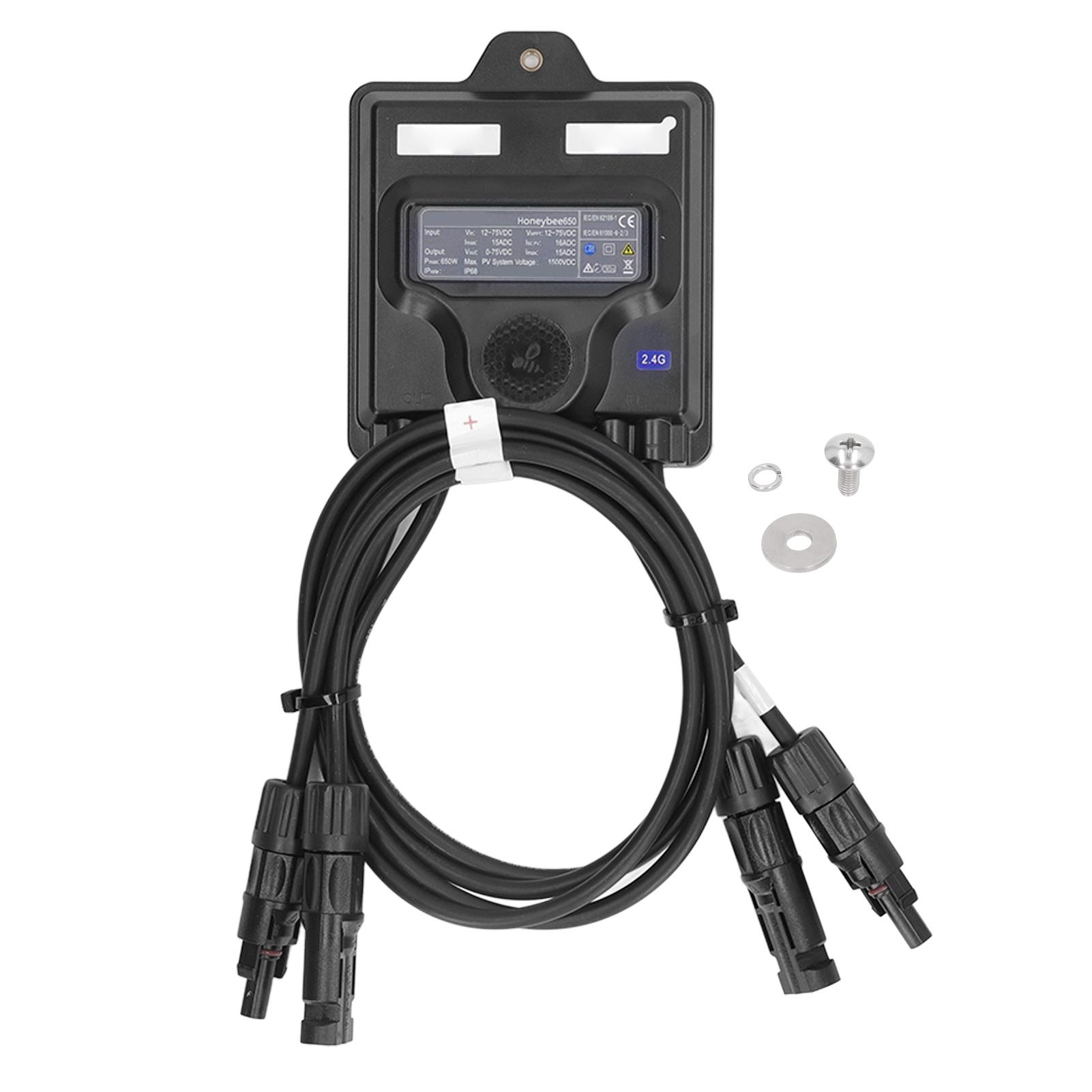 Солнечный оптимизатор MPPT PV Фотоэлектрический оптимизатор мощности 650 Вт Оптимизатор солнечной панели Защита от перегрузки Аксессуар чёрный