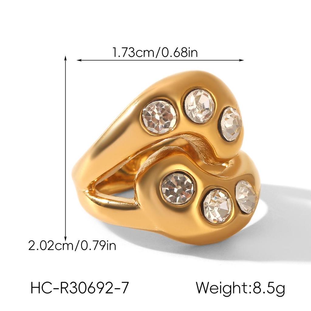 Women's Colorfast Retro Stainless Steel Ring with Natural Stone, Open & Versatile Titanium Steel Design