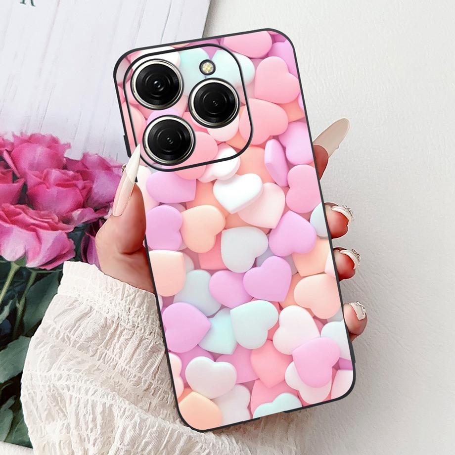Luxury Matte Silicone Soft Case For Tecno Spark 20 20Pro 20 Pro+ 4G 5G Spark 20C KJ7 KJ6 KJ5 BG7 Capa Flower Loving Heart Cover