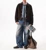 Men's Vintage Distressed Faux Suede Jacket with Airplane Buckle - Retro Autumn Style