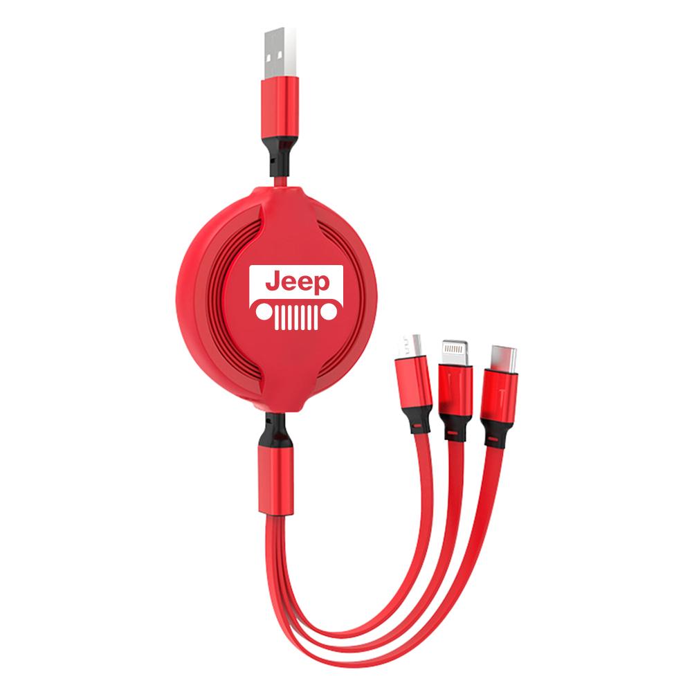 3 In 1 Fast Charger USB Data Cable Car Accessories For Jeep Grand Cherokee Wrangler JK Gladiator Compass Renegade Patriot Libert AKL1