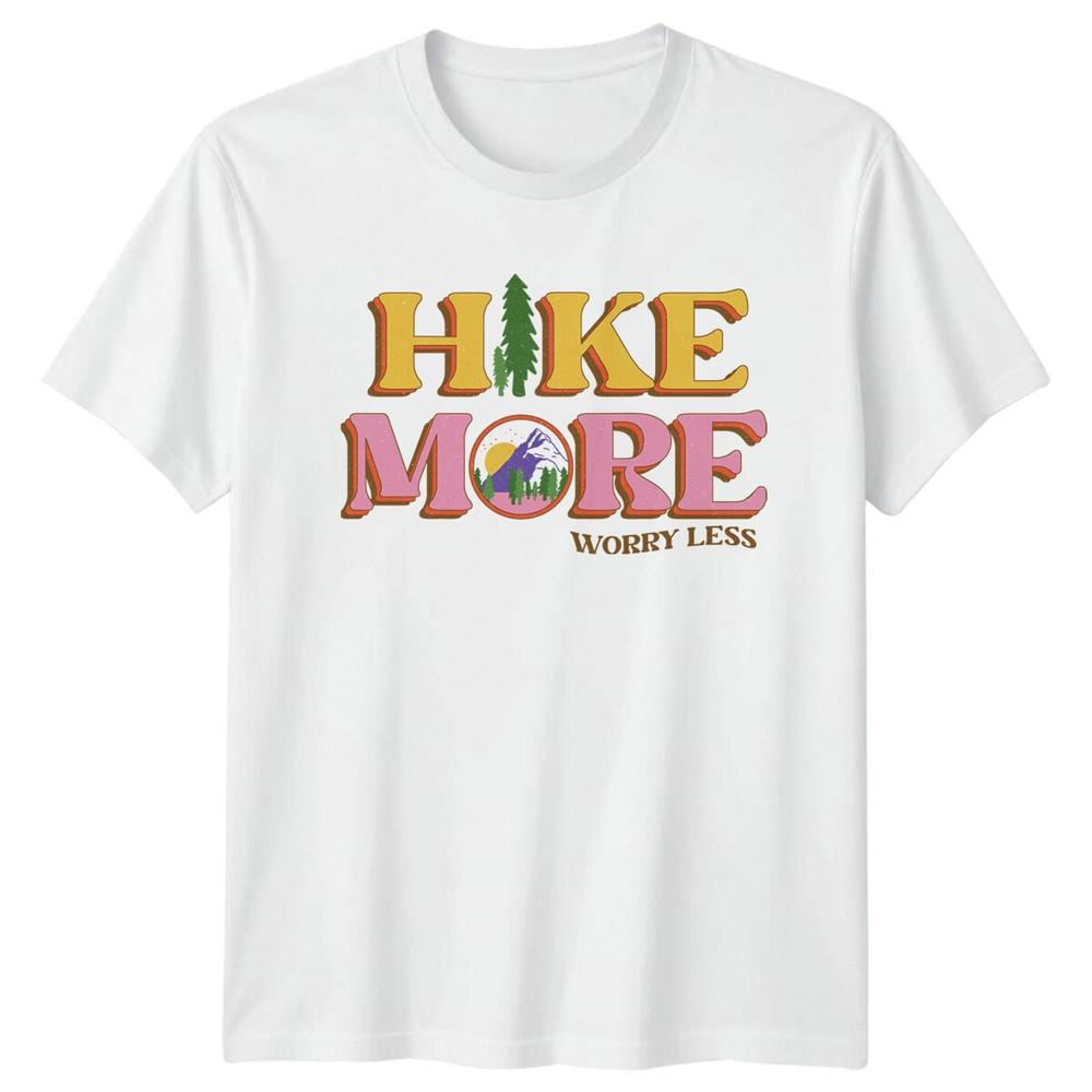 Hike More Worry Less Nature TShirt Hiking Outdoors Bee TShirt S