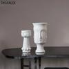 DXUIALOI Creative Human Face Art Vase Decoration Ceramic Crafts White Color Glaze Home Living Room Flower Arrangement Vase Decor