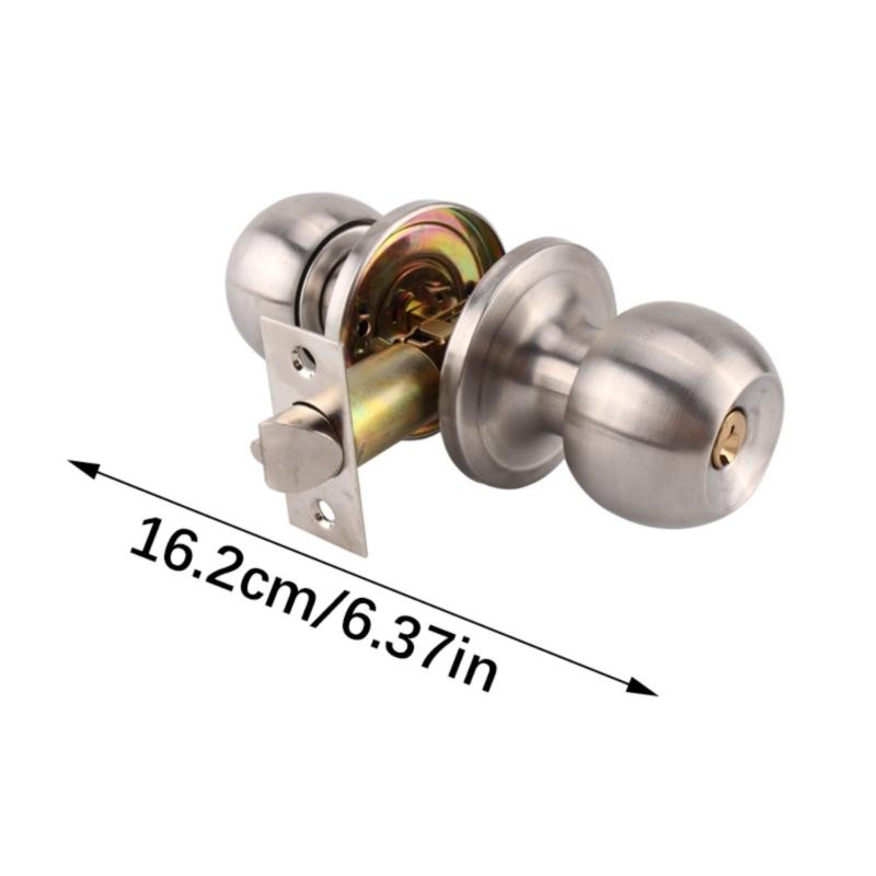 Stainless Steel Round Door Knobs Knobset Entrance Lock Interior Door Handles for Hallway, Closet, Bathroom Easy To Install