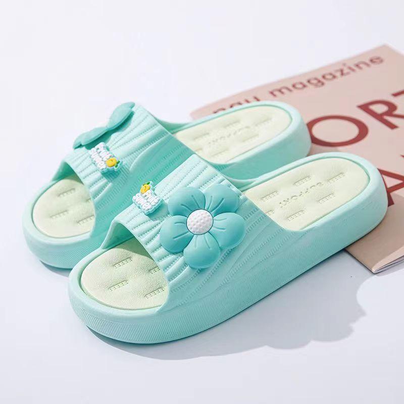 Letní dámské vnitřní a venkovní silné protiskluzové měkké podrážky volnočasové květinové koupelnové pantofle stánek rodič-dítě