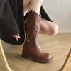 Inner Heightening Western Cowboy Boots Women's Summer New Retro Hollow Embroidered Martin Boots Xinjiang Travel Boots