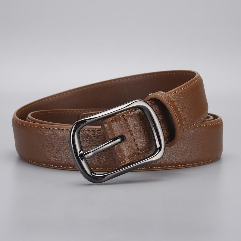 

Mei Mary New women s pin buckle leather belt - rectangular buckle, simple and versatile waist belt 95cm