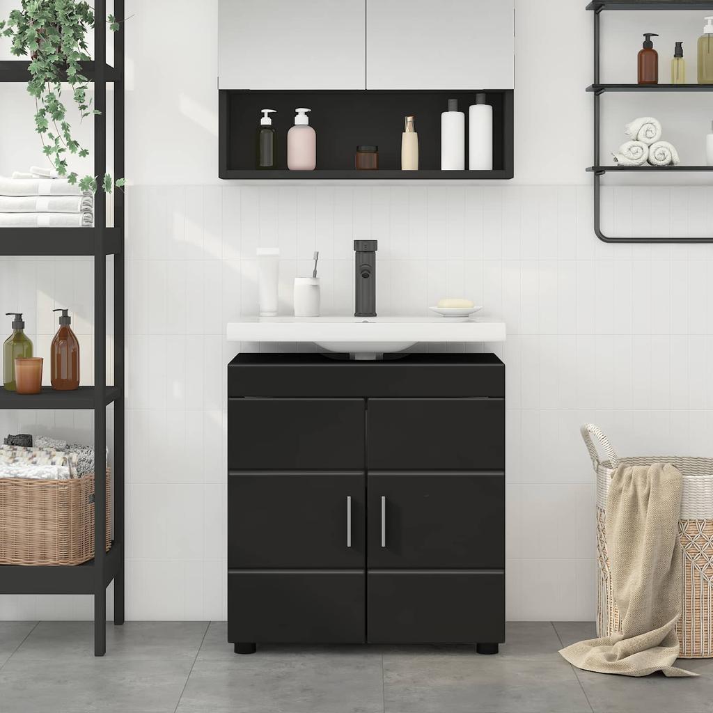 Badezimmerschrank Set TULUM Schwarz 60 x 34 x 63 cm