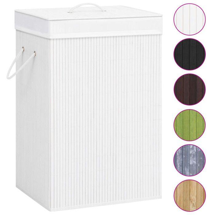 VidaXL Laundry Basket with 2 Sections White Bamboo 72 L 320743