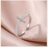 Cross Ring for Women 14k Gold Plated Sideway Cross Adjustable Open Ring Cubic Zirconia Jewelry