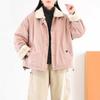 Women Vintage Warm Winter Coats Solid Color Long Sleeve Zipper Pockets Female Coats
