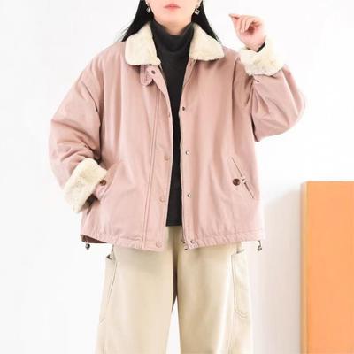 Manteaux d'hiver chauds vintage pour femmes Couleur unie Manches longues Poches zippées Manteaux féminins