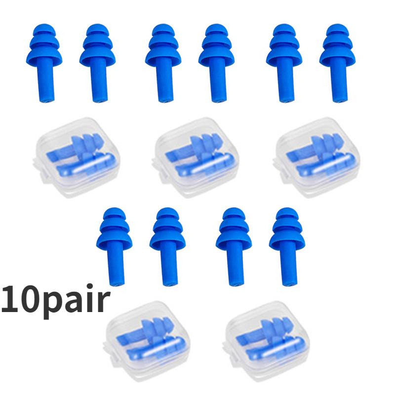 10Pairs Silicone Earplugs Noise Reduction Comfort Earplugs Soft Waterproof Swimming Waterproof Insulation Cancelling For Sleep