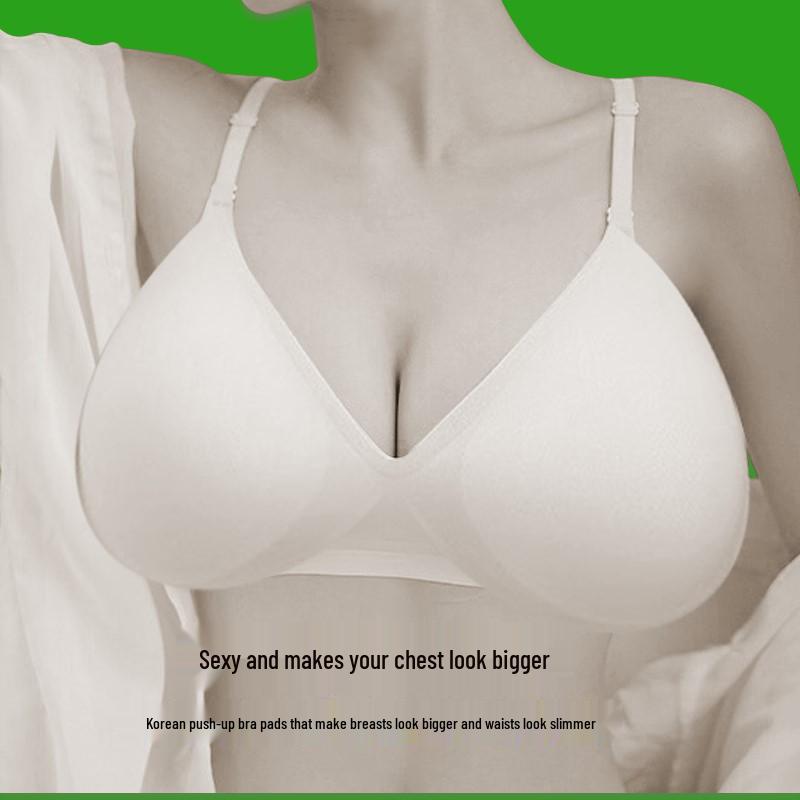 8cm Korean Style Push-Up Wireless Bra with Thickened Inserts for Enhanced Bust Appearance