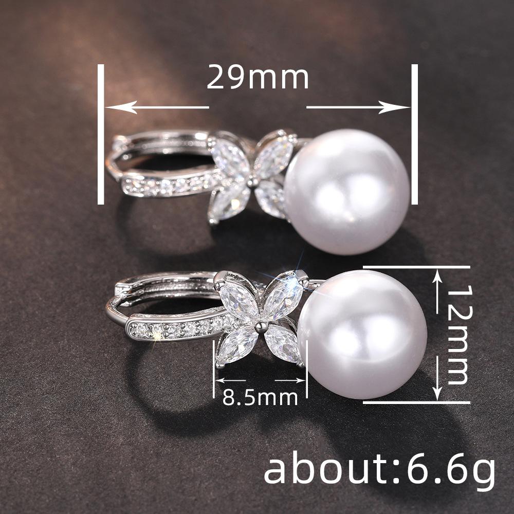 Stylish and Exquisite Imitation Pearl Earrings for Women, Floral Temperament French Princess Jewelry, Popular Fashion and Elegance